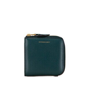 Burberry zip compact leather wallet green round